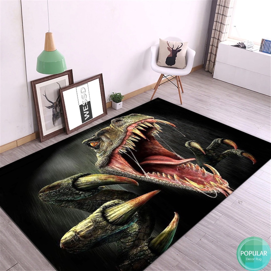Dinosaur Rug, Dinosaur Rug Decor, Jurassic Park Gift, Jurassic Park Rug ...