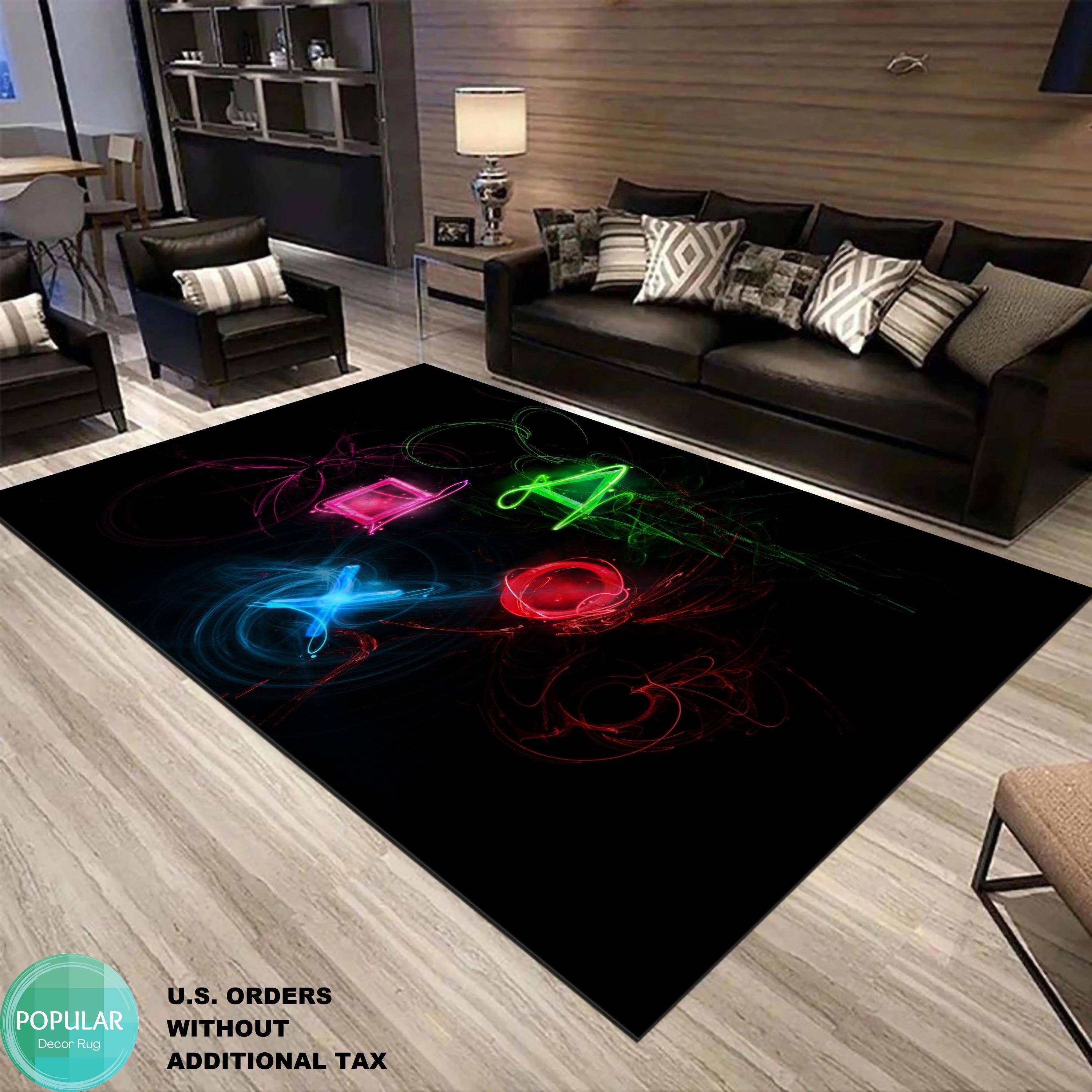 Play Room Rug, PS4 Rug, Play Station Rug, PS5 Logo Rug, Graffiti