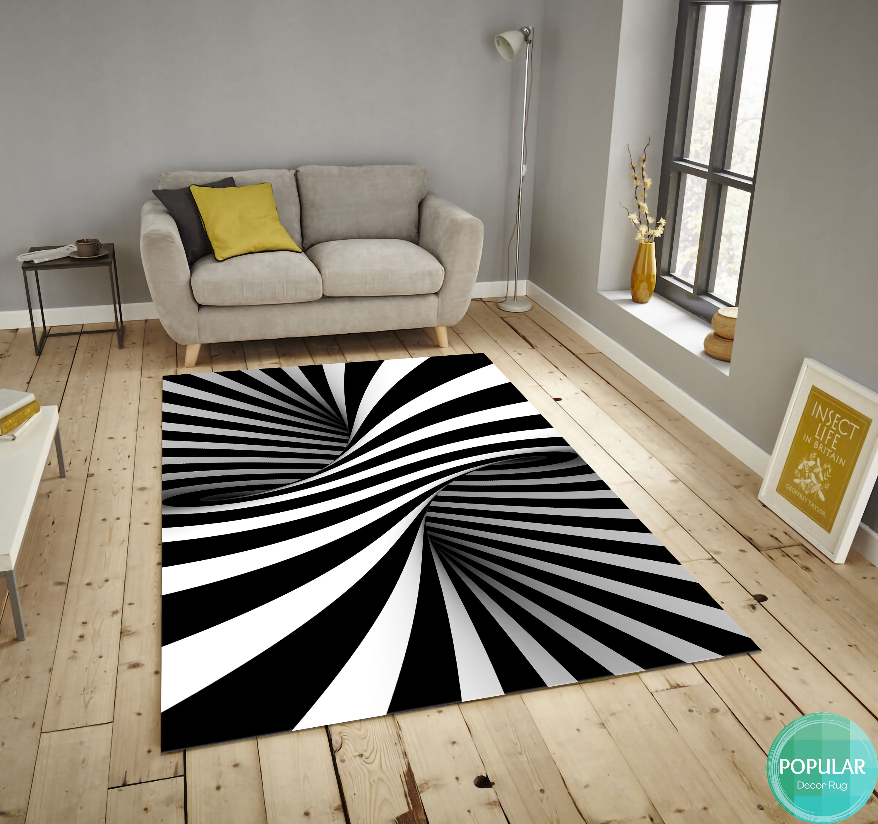 Black and White Rug Optical Illusion Rug Runner Rug Hallway Etsy
