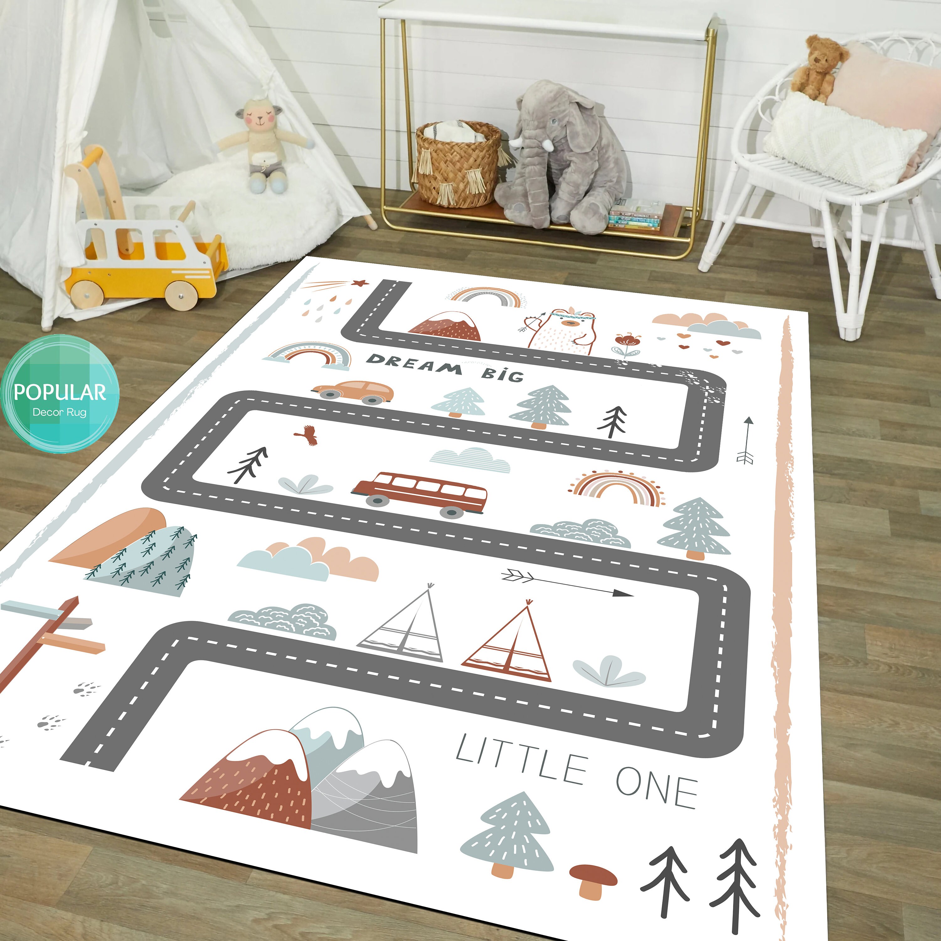Kids City Traffic Rug, Gray Road Map Playing Carpet Roadmap Rugs for ...