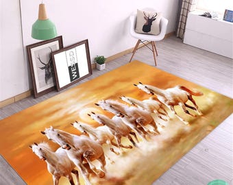 Wolldecke, Pferdedecke, Kunstteppich Pferd, Fohlen Läufer, Tier Läufer Geschenk, Zoo Designer, Teppich für Wohnzimmer