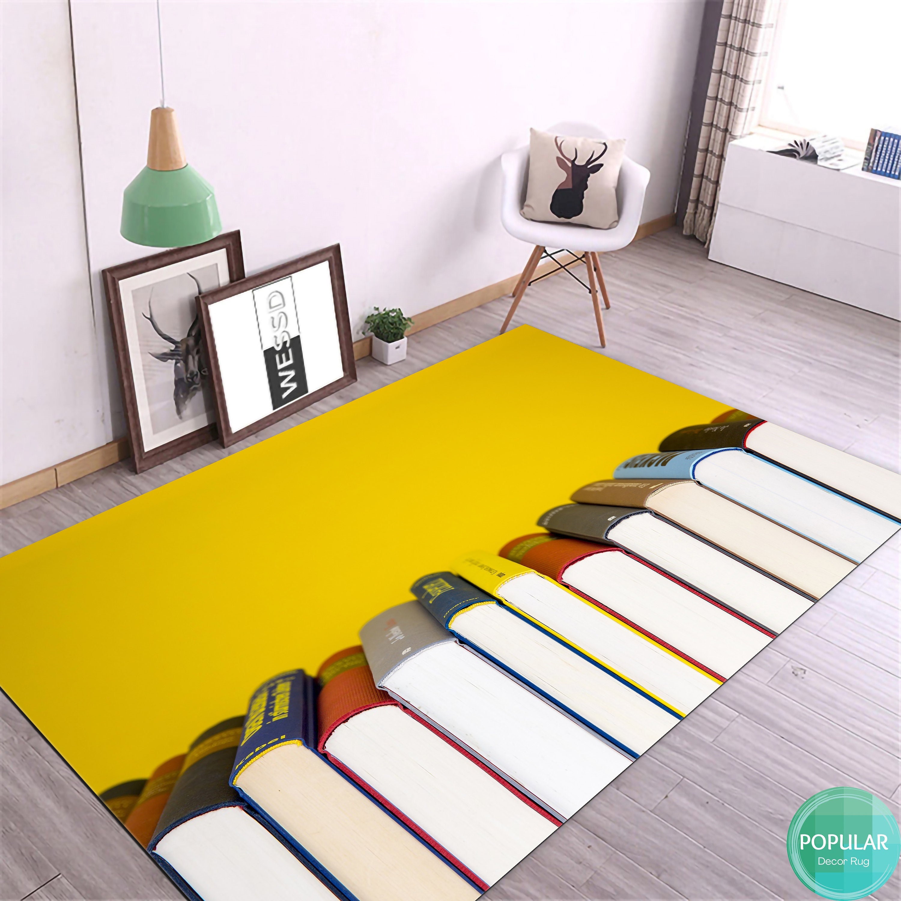 Yellow Book Rug, Library Carpet, Bookcase Mat, Athenaeum Mat, Bookshelf ...