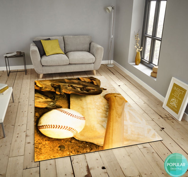 Homebase Rug Baseball Baseball Rug,boys Room Mat, Game Carpet,baseball Pattern Round,popular ...