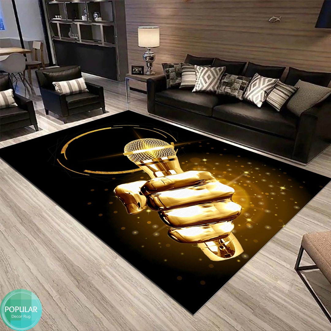 Listening Rug Microphone Rug, DJ Designer, Song Lover, Karaoke Mat, Music Room Carpet ...