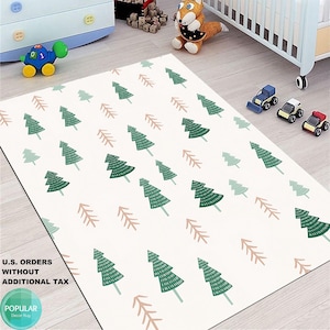 Green Tree Rug, Merry Christmas Rug, Christmas Tree Rug , Christmas Decoration, Christmas Gift, Xmas Carpet