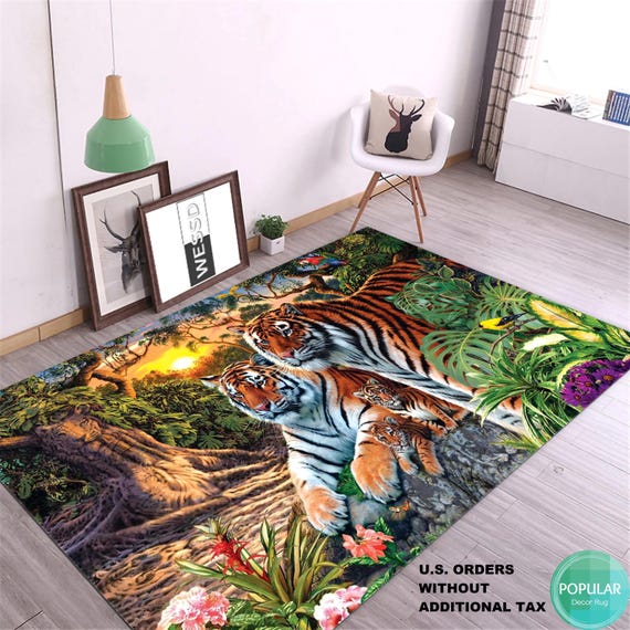 Modern Tibetan Tiger Rug, Tiger Rug, Animal Mat, Zoo Carpet