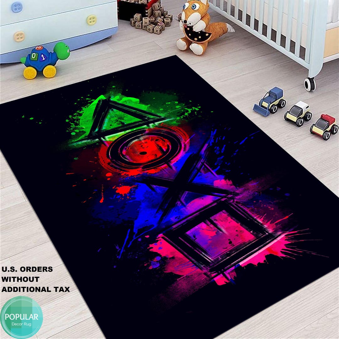 PlayStation ラグマット プレイルームラグ、PS4マット、プレイステーションカーペット、PS5ロゴ