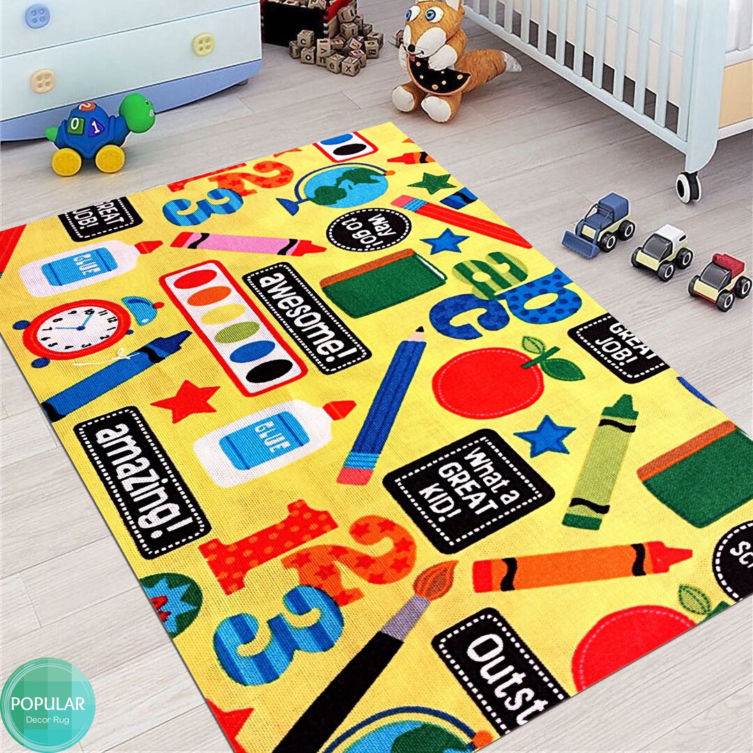 Children's Nursery ABC Round Rug Alphabet Circle Rug in Etsy
