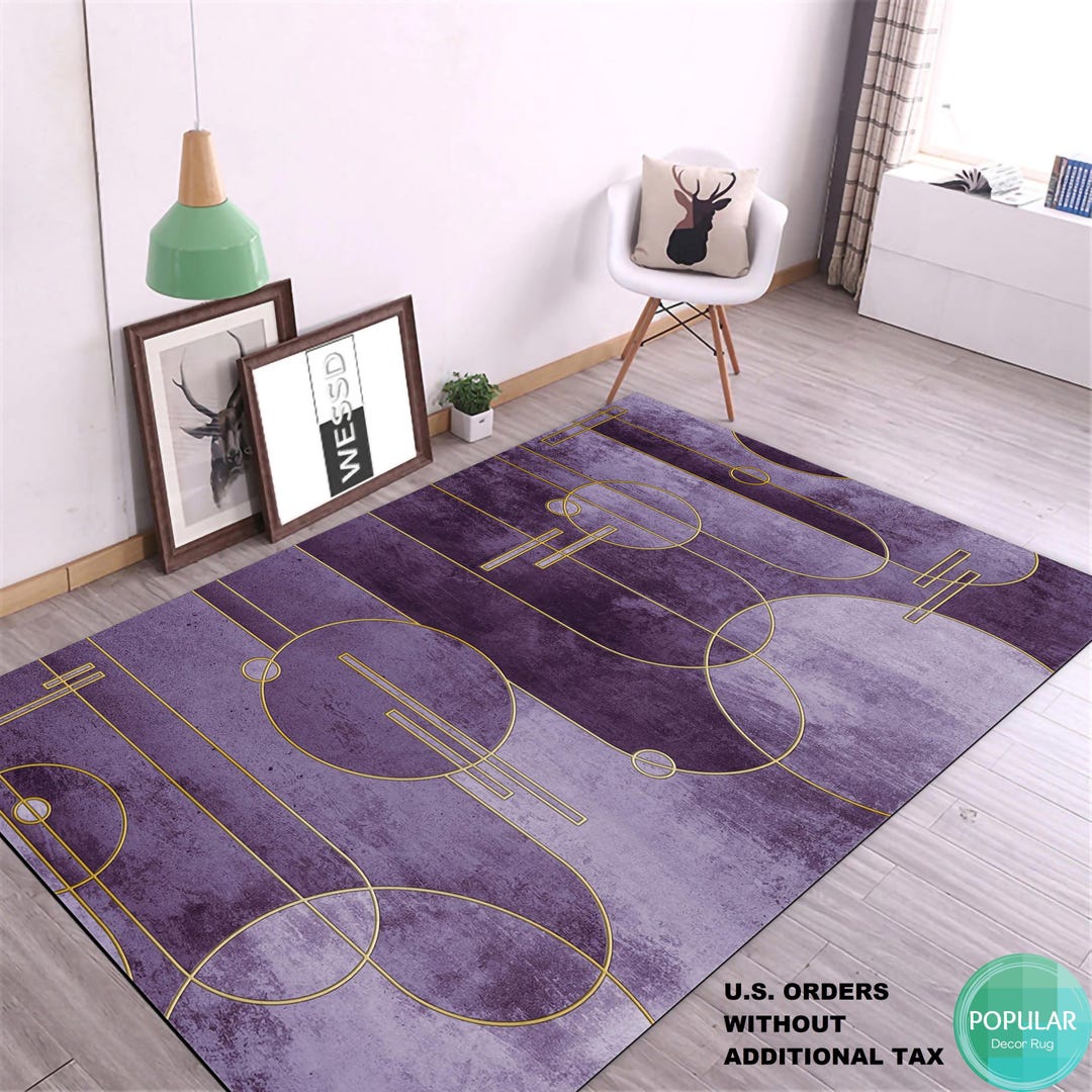 Flat Design Art Deco Mat, Art Deco Style Area Rug, Golden Elements ...