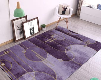 Flat Design Art Deco Mat, Art Deco Style Area Rug, Golden elements Print Carpet, Art Rugs for Bedroom Runner, Rugs For Living Room