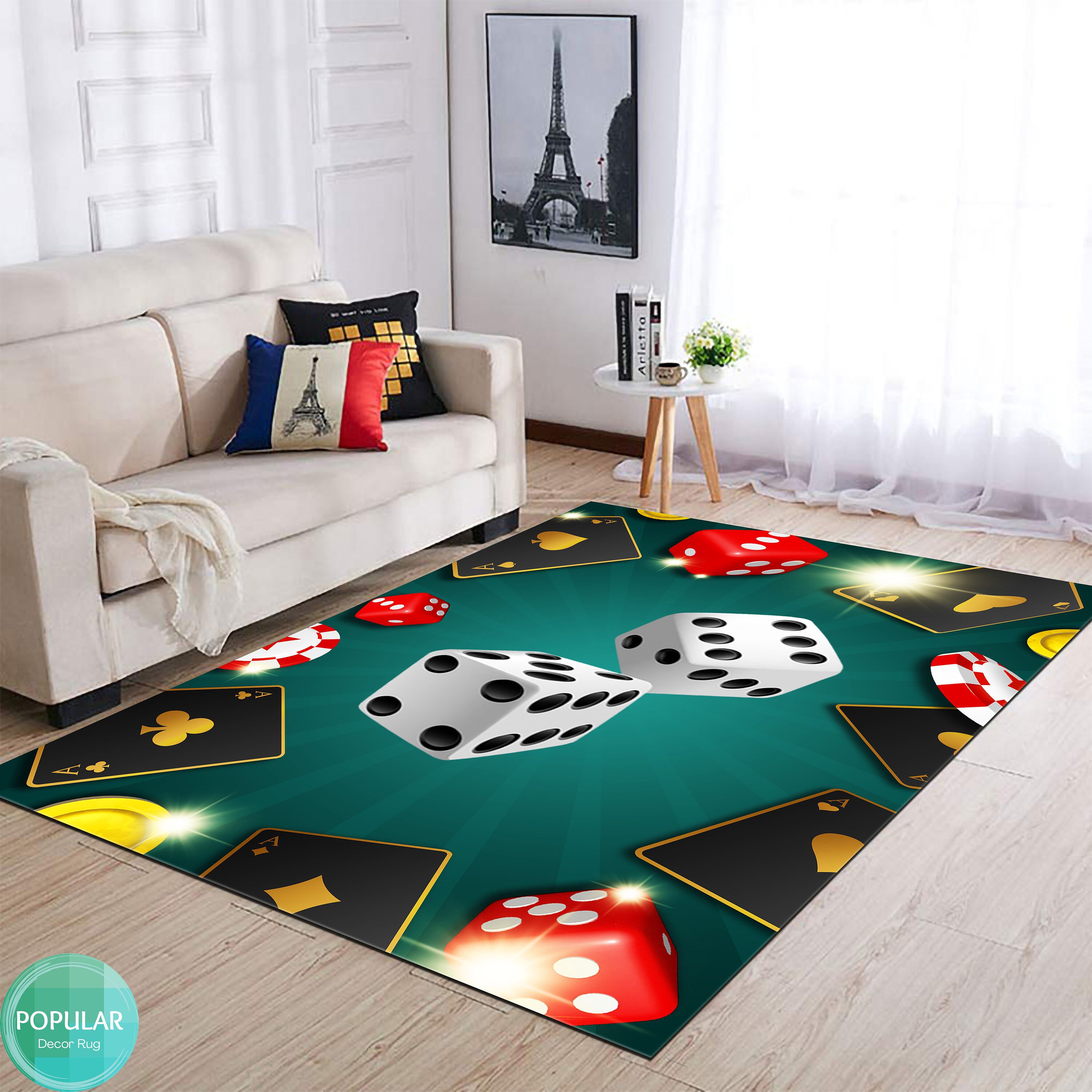 Playing Cards Symbol Rug, Poker Player Mat, Game Room Carpet, Casino ...