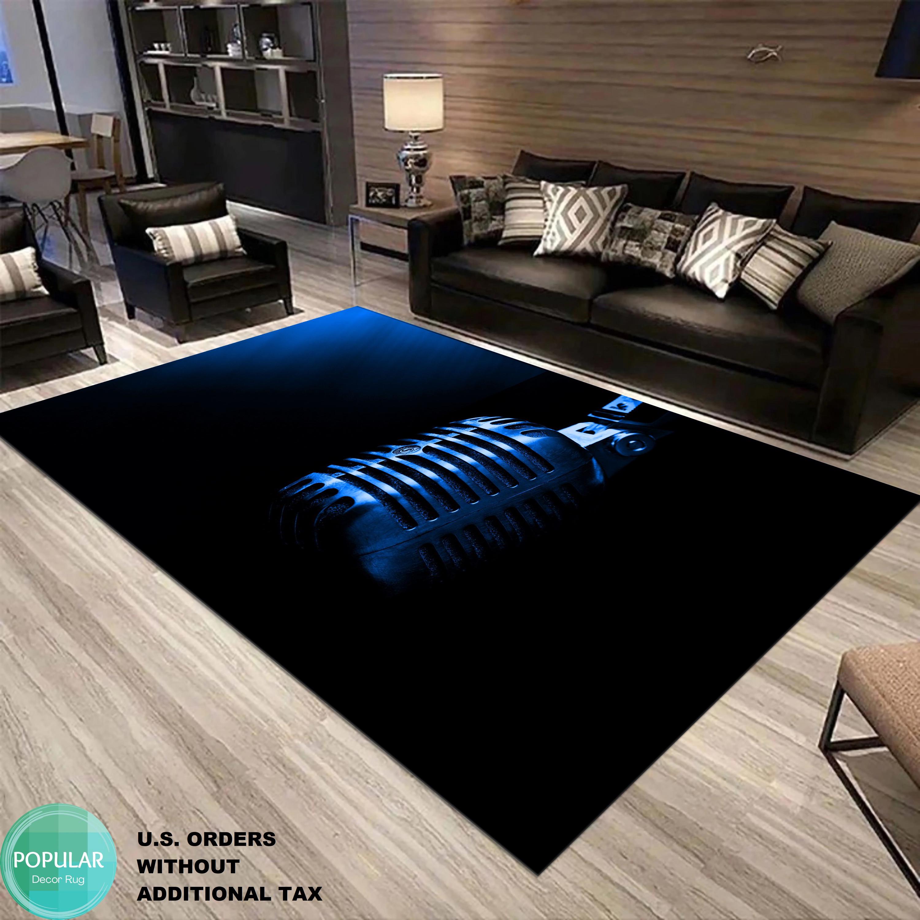 Blue Microphone Rug, Artist Room, Song Designer, Karaoke Mat, Music ...