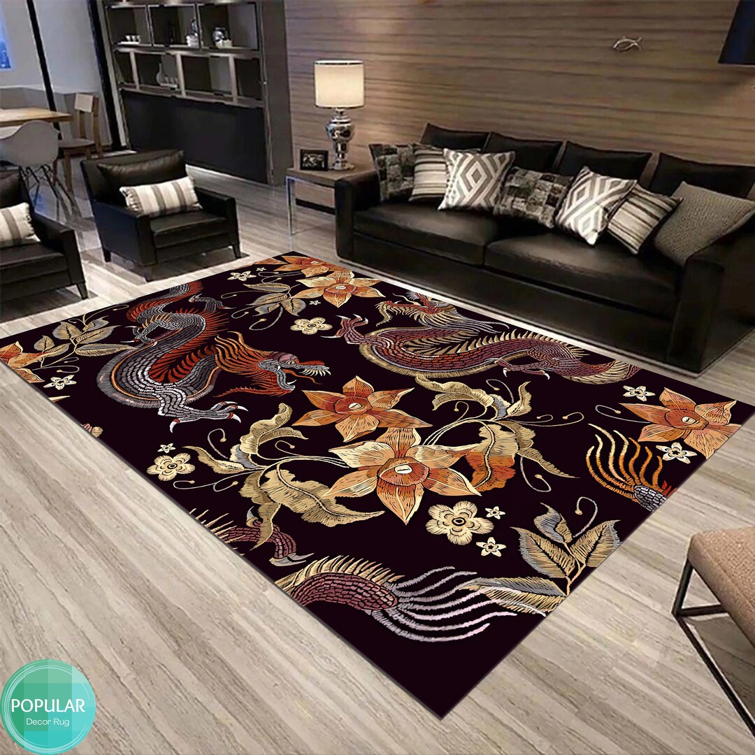 Dragon Rug, Dragon Home Decor Rectangle Area Rug, Livingroom Area Rug ...