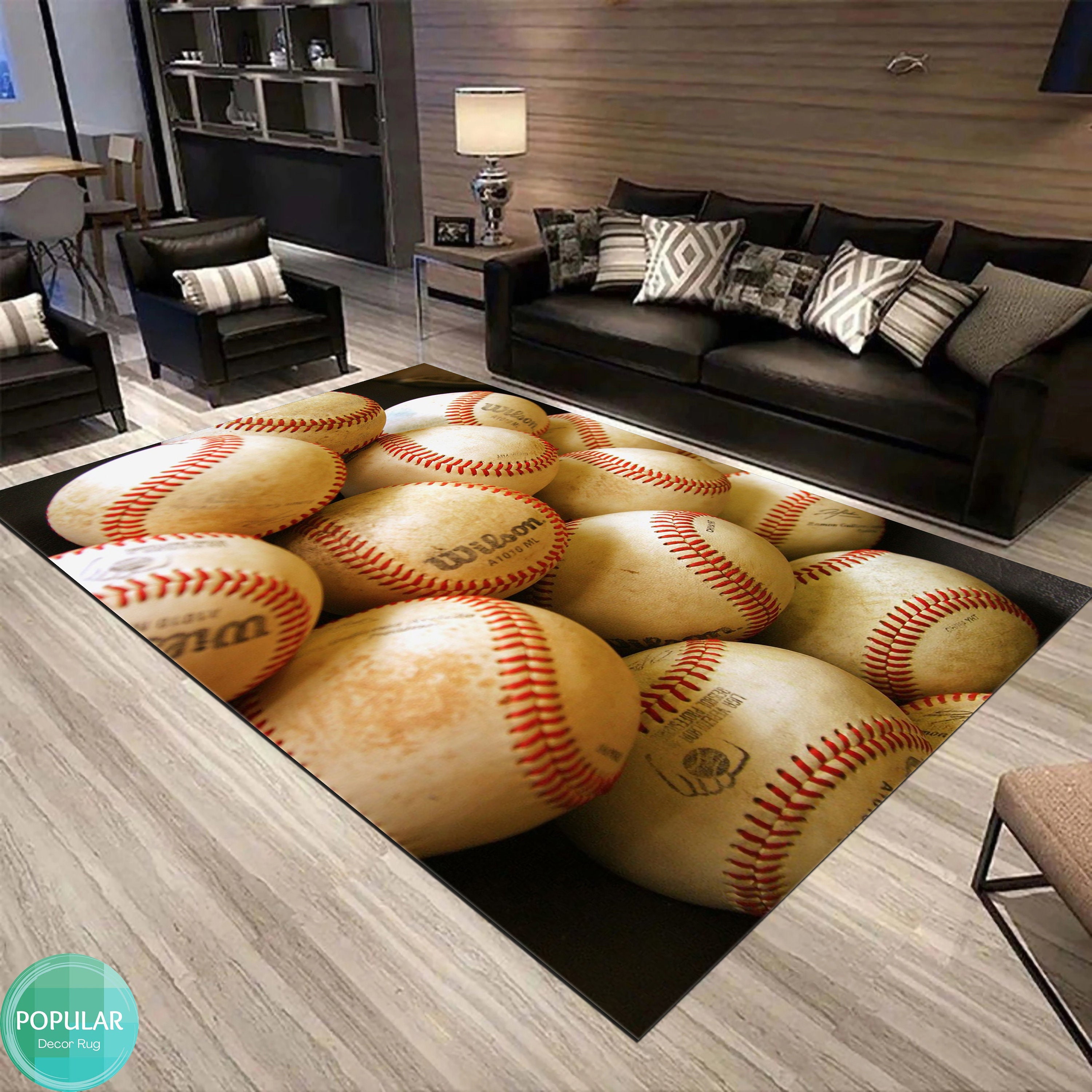  Baseball Area Rug 3x5 Sports Game Accent Rug Baseball Gaming  Gift for Baseball Lover Red Black Decorative Carpet : Home & Kitchen