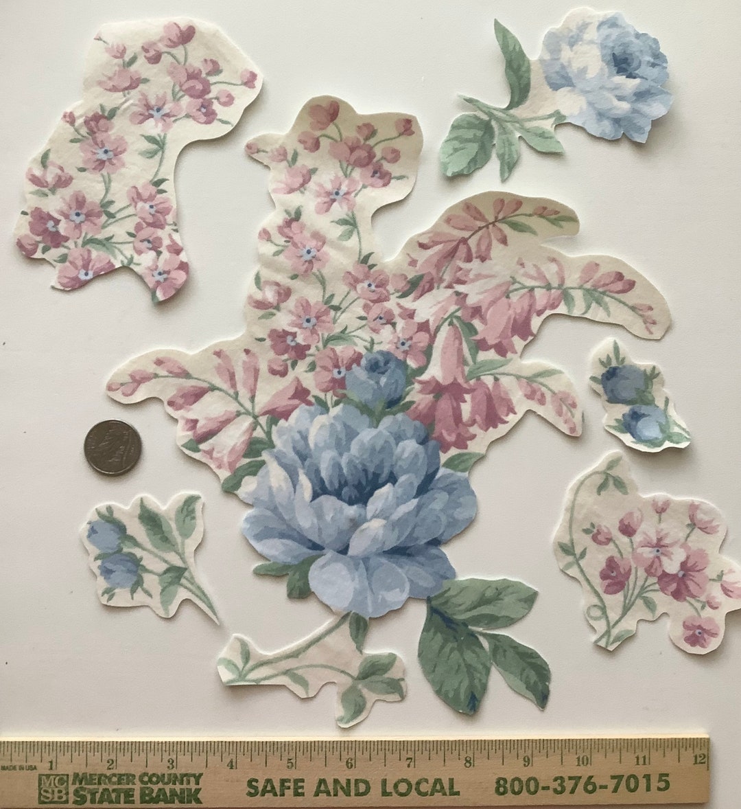 DIY Perfect Magnolia Pearl Large Blue Floral Flower Fabric Appliques No Sew 2 Etsy