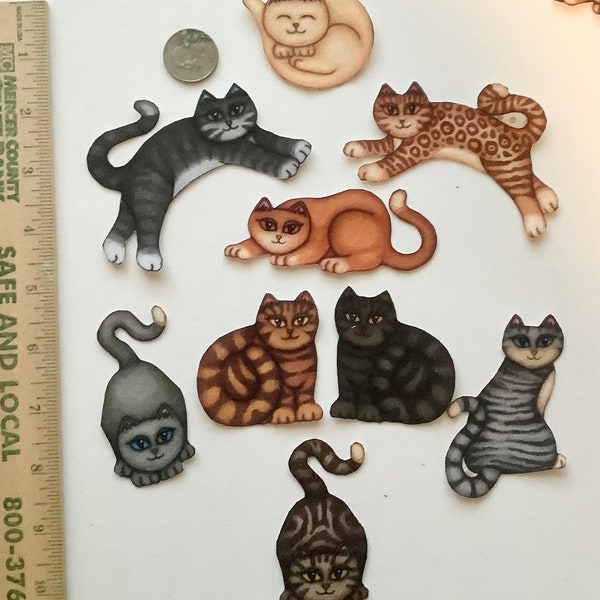 Adorable Cat Fabric Appliques Iron Ons No Sew Magnolia Pearl DIY Shabby Chic #1