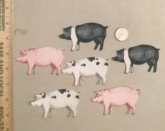 Stampede of Pigs Fabric Appliques Iron Ons No sew