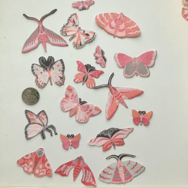 Unusual Moth Fabric Appliques Magnolia Pearl DIY Shabby Chic BOHO