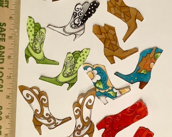 Fancy Cowgirl Boots Western Rodeo Fabric Appliques Iron Ons Southwest No Sew