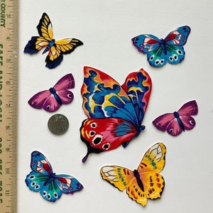 Big Bright Butterflies Vintage Fabric Appliques Iron Ons Magnolia Pearl DIY Shabby Chic Hippie BOHO