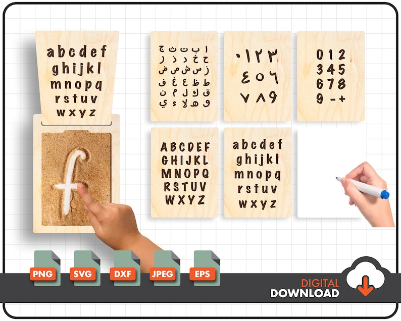 Trae Letters Svg Sensory Trace Board - Arabic Alphabet Laser SVG File Digital Download ...