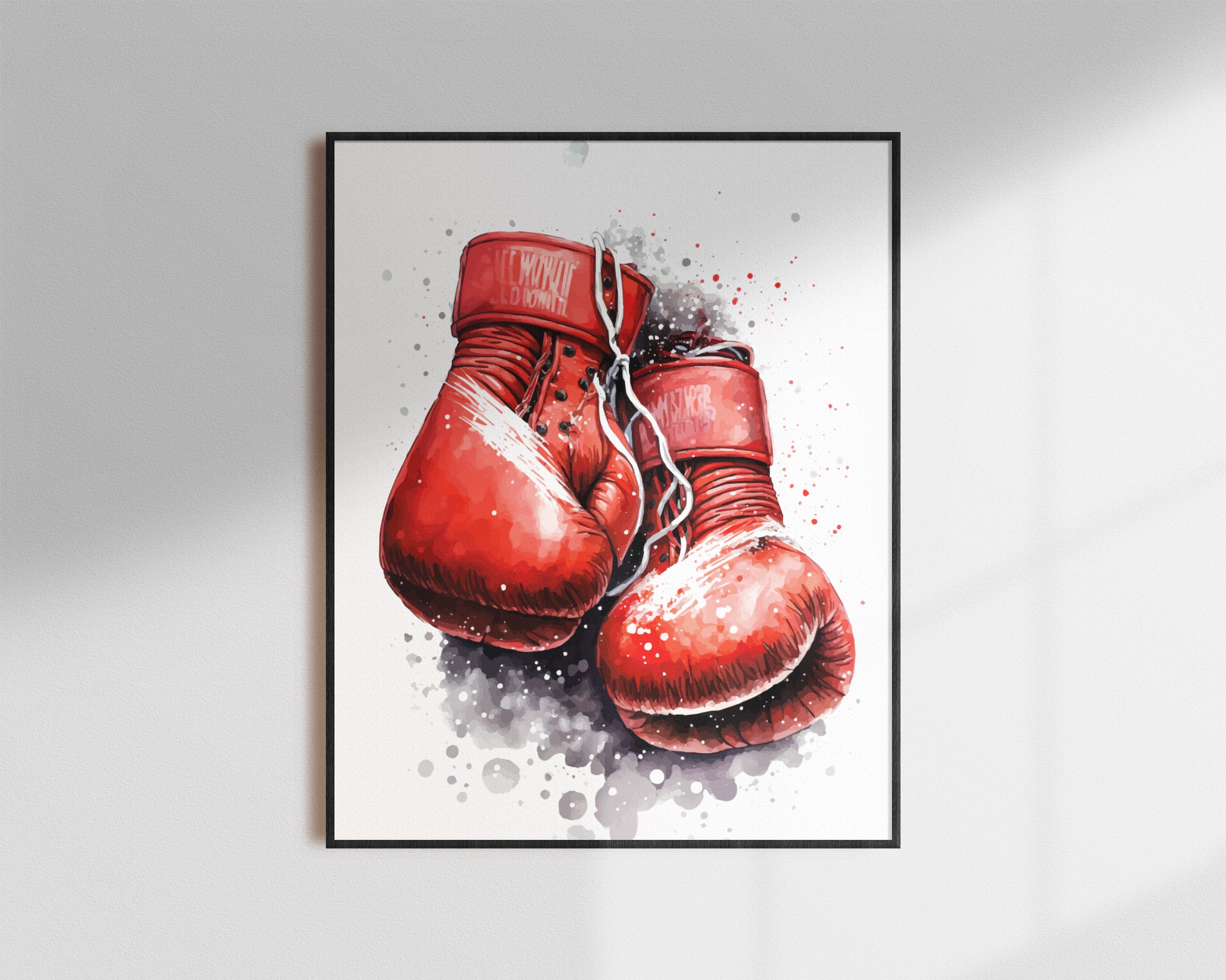 Red Boxing Gloves Watercolour Printable Wall Art Etsy