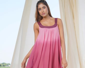 Happening Hues - Earthy Palette Pure Organic Bamboo Odor Free Dress - Pink Coloured For Women Party Wear With UV Protection