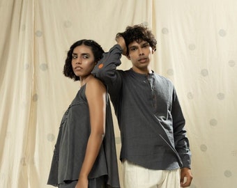 Matching Duos - Hand-Woven Hand-Spun Organic Co-Ord Set And Kurta Duo Outfits For His And Her