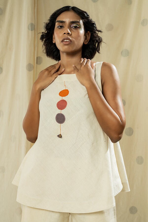 Hand Woven - Hand Spun Organic Khadi Polka Sleeveless Free