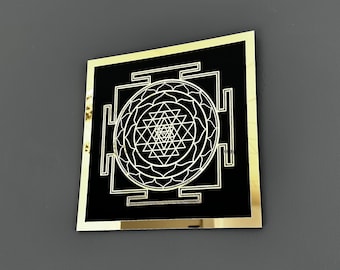Sri Yantra-houten wanddecoratie: mandalakunst heilige geometrie