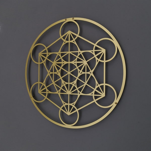 Décoration moderne unique à géométrie cubique Metatrons pour salon, oeuvre d'art murale en métal, cadeau de pendaison de crémaillère, décoration de bureau