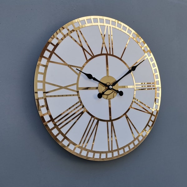 Wanduhr aus Holz mit römischen Ziffern, einzigartige Wanduhr, große Wanduhr, moderne Wanduhr, Lautloser Mechanismus, Wanddekoration, ohne Ticken