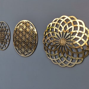 3 X Flower of Life Wood Wall Decor: Sacred Geometry Art - Etsy