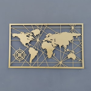 Mapa del mundo de metal: decoración de pared de metal, arte de pared de metal, regalo de inauguración de la casa, decoración del hogar de metal, mapa del mundo, arte de pared con mapa del mundo, regalos de Navidad