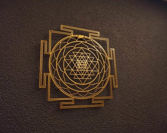 Arte de pared de metal Sri Yantra: geometría sagrada Sri Yantra, decoración espiritual, arte de pared de mandala, regalo de yoga, regalo de inauguración de la casa