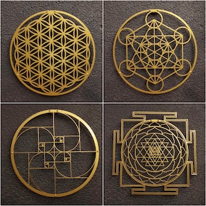 Sri Yantra ,Golden Ratio, Metatrons, Flower of Lİfe Sacred Metal Wall Decor, Modern Decoration for Home, Metal Wall Art, Housewarming Gift