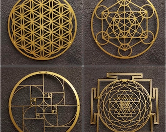 Sri Yantra ,Golden Ratio, Metatrons, Flower of Lİfe Sacred Metal Wall Decor, Modern Decoration for Home, Metal Wall Art, Housewarming Gift