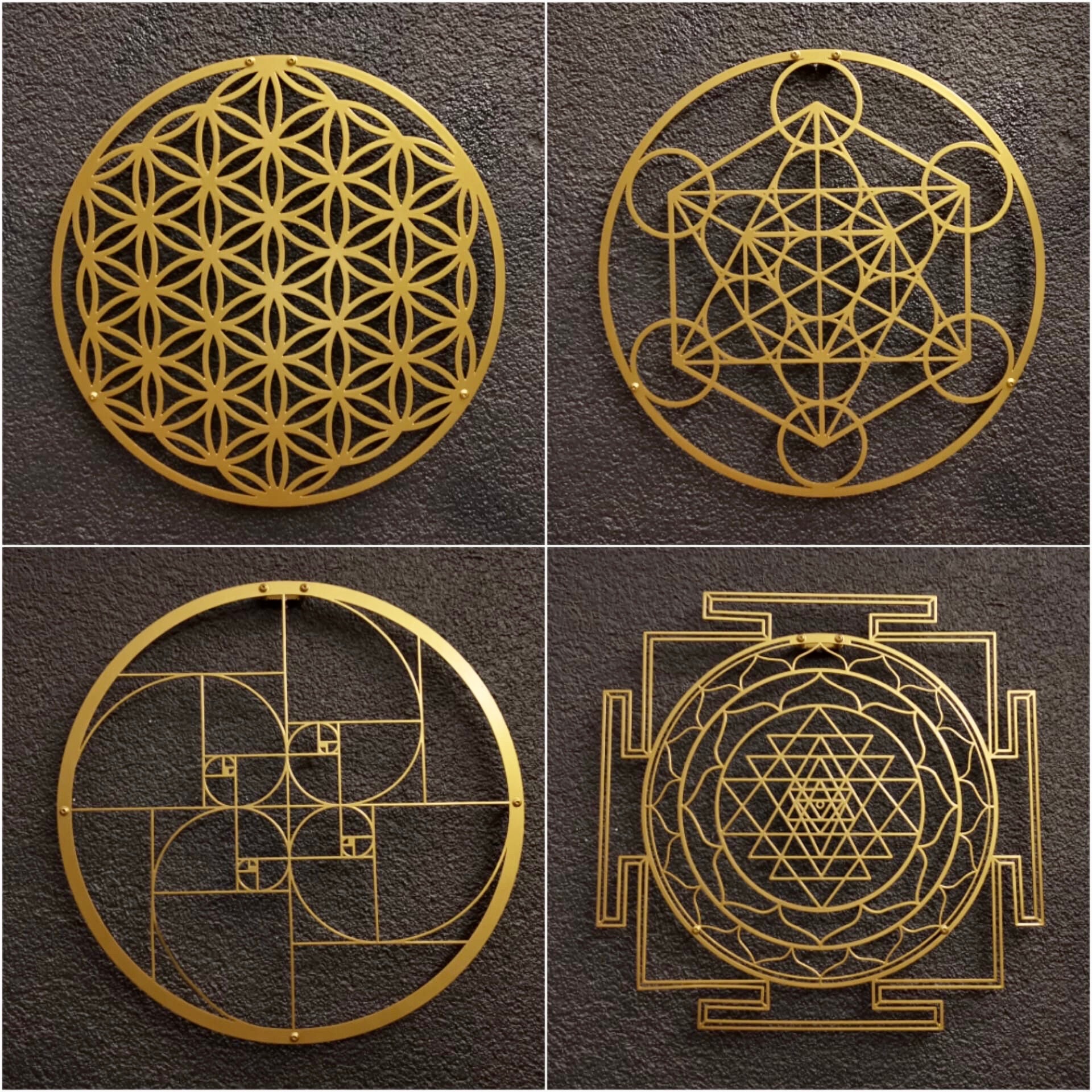 Sri Yantra Metal Wall Decor: Golden Ratio, Sacred Geometry Art