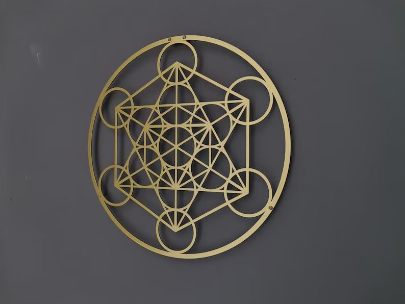 Sri Yantra Metal Wall Art - Sacred Geometry Decor, Gold Torus Mandala For Living Room, Meditation Space (24x24 Inches) - View #5