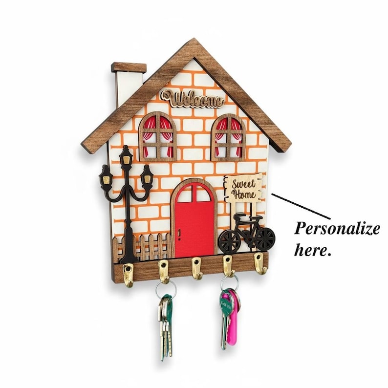 House Key Rack Personalized Wood House Key Holder, Wall Decor With Acrylic Mirror - Etsy