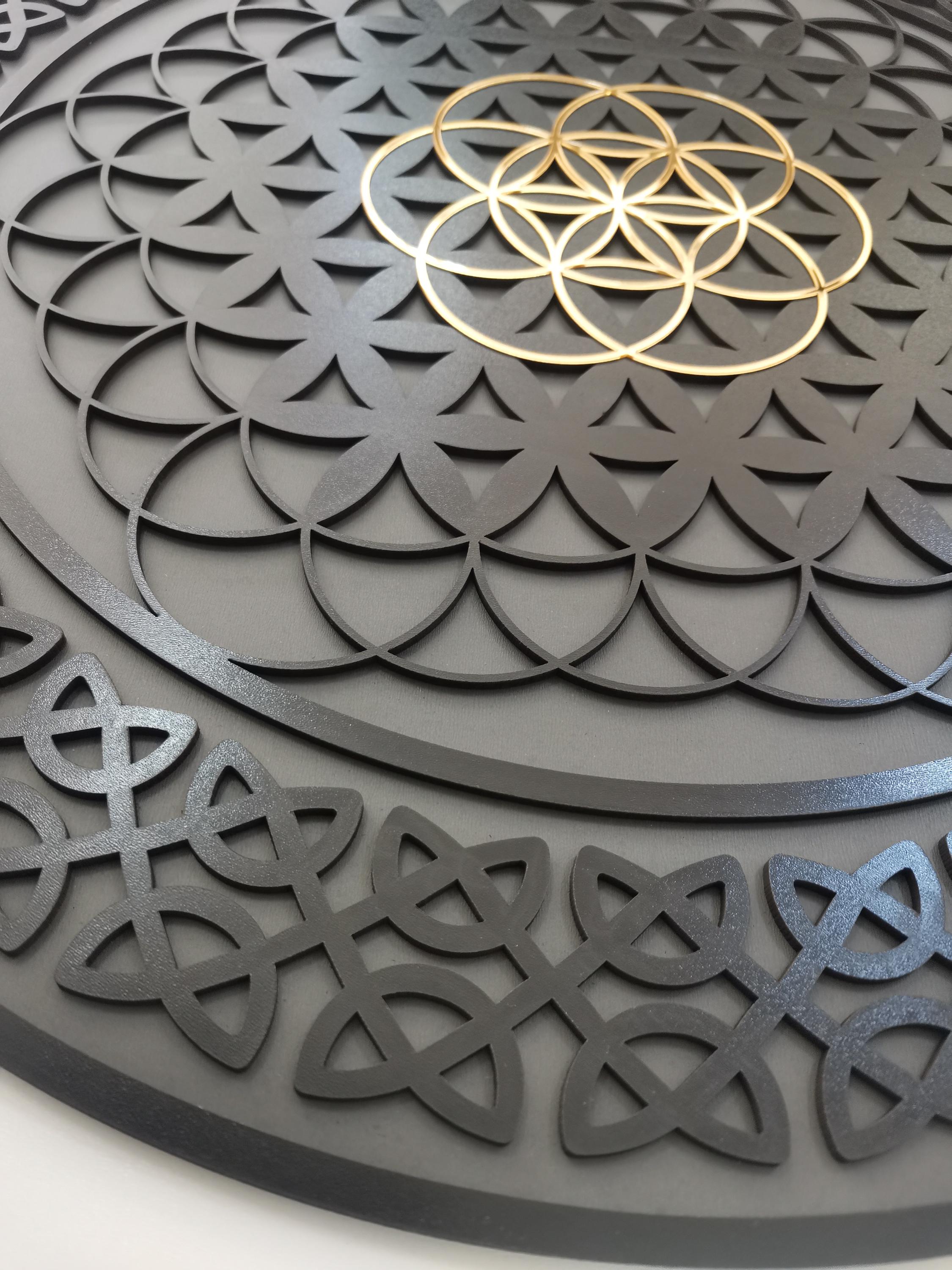Celtic Knot Flower of Life Wood Wall Art: Sacred Geometry Decor - Etsy