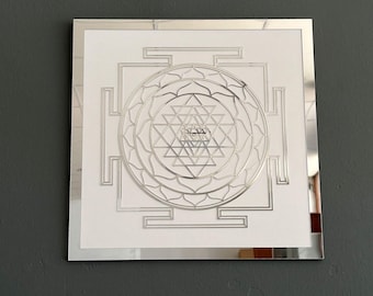 Sri Yantra Wood & Acrylic Wall Art: Sacred Geometry Decor