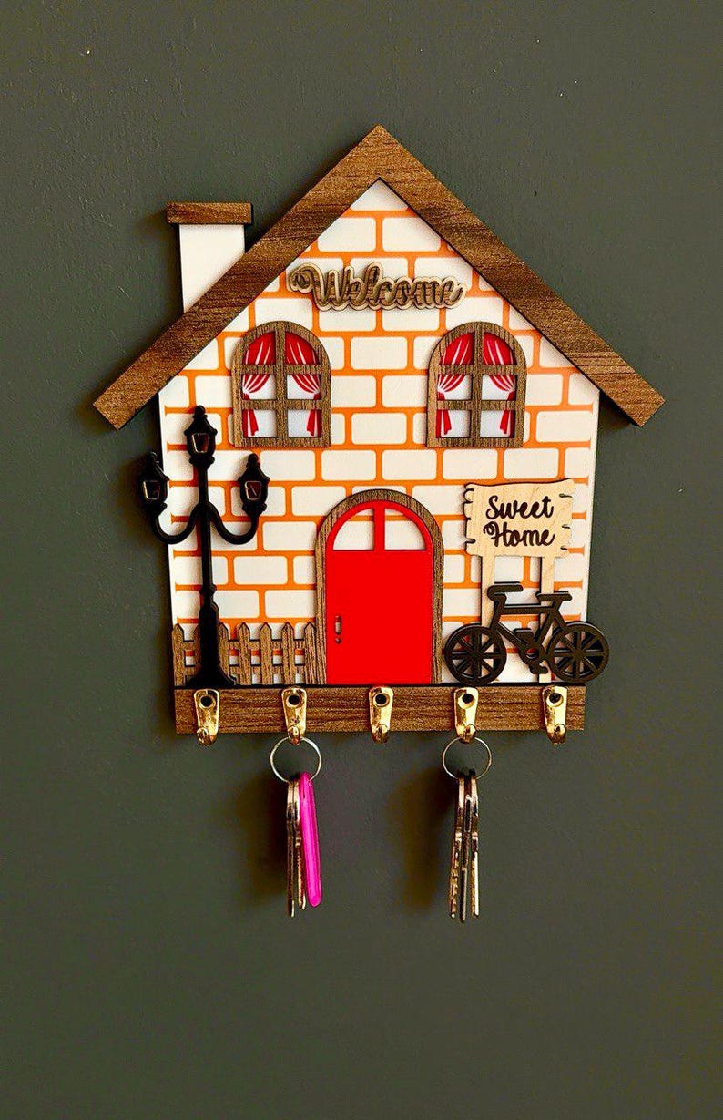 House Key Rack Personalized Wood House Key Holder, Wall Decor With Acrylic Mirror - Etsy