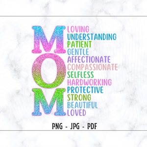 Mom Loving Understanding PNG, Mom Png, Mom Shirt Png, Mother&#39;s Day Png, Mom Life Png, Motherhood Png, Strong Mom Png, Mama Svg, Groovy Mom