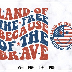 Land Of The Free vanwege de dappere SVG-PNG, 4th Of Jully SVG, 4th Of Jull Shirt Svg, Fourth Of Jully Svg, Amerika Svg