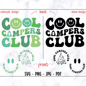 Club de Campistas Geniales SVG-PNG, Campista SVG, Camiseta de Campista SVG, Camping SVG, Equipo de Campismo SVG, Verano SVG, Camping Feliz SVG, Camiseta Divertida de Campista SVG