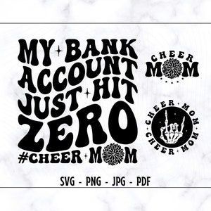 Mijn bankrekening is net nul geworden Cheer Mom, Retro Cheer Mom Svg, Cheer Svg, grappige moeder Shirt Svg, Mom Life Svg, Cheer Mama Svg, Turnen Svg