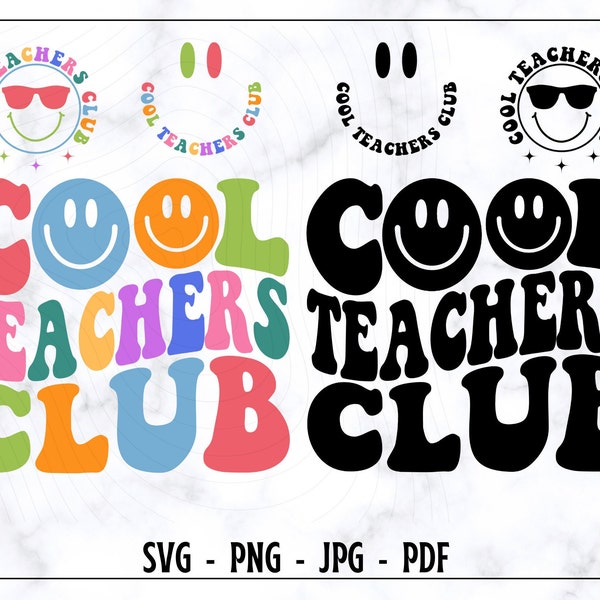 Cool Teachers Club SVG, Cool Teachers Club PNG, Teacher SVG, Teacher Shirt Svg, Retro Teacher Svg, Teacher Sweatshirt Svg, Distressed Svg