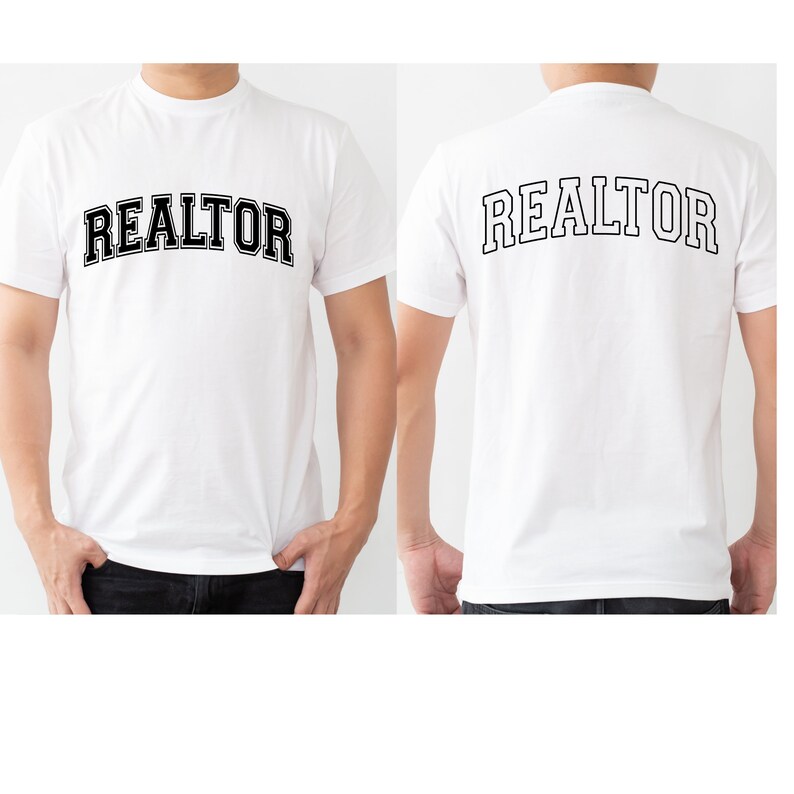 Peut inclure: T-shirt blanc avec le mot "REALTOR" imprim&eacute; en noir sur le devant et le dos.
