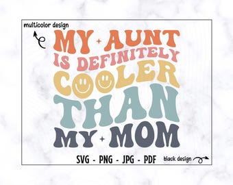 My Aunt İs Definitely Cooler Than My Mom SVG-PNG, Funny Kids Svg, Mom Svg, Toddler Svg, Aunt Svg, Funny Aunt Svg, Aunt Life Svg, Mom Life
